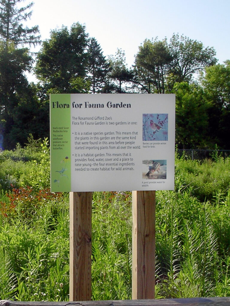 Flora for fauna sign at the zoo