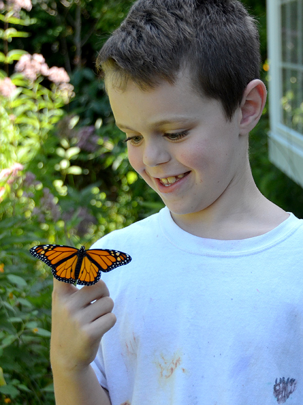 Child with a monarch