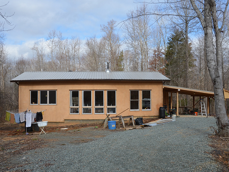 Strawbale cob house before solar panels