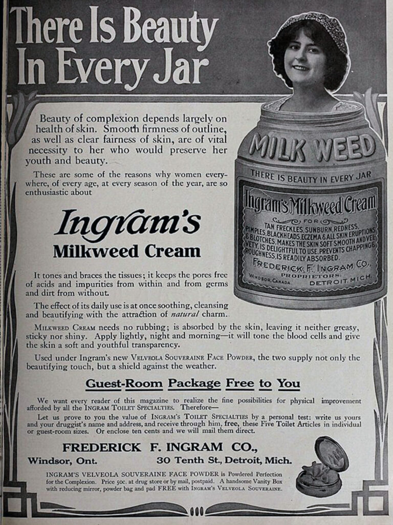 Milkweed cream ad from 1913