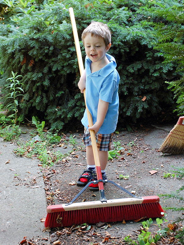Sweeping instead of leaf blowers