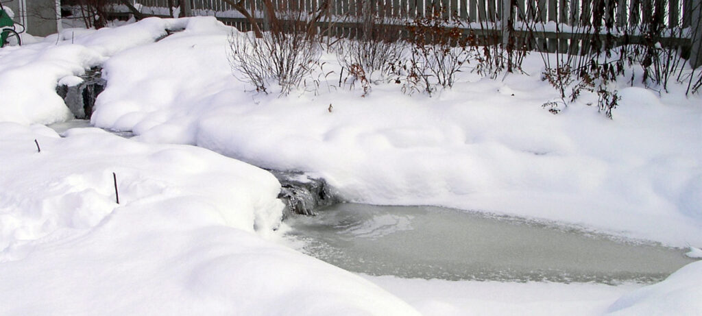 Pond and stream in winter
